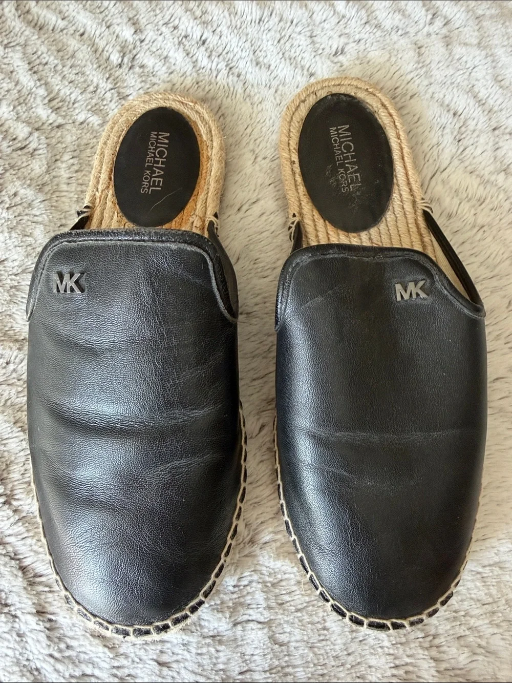 Michael Kors Women’s Black Leather Espadrille Slip-On